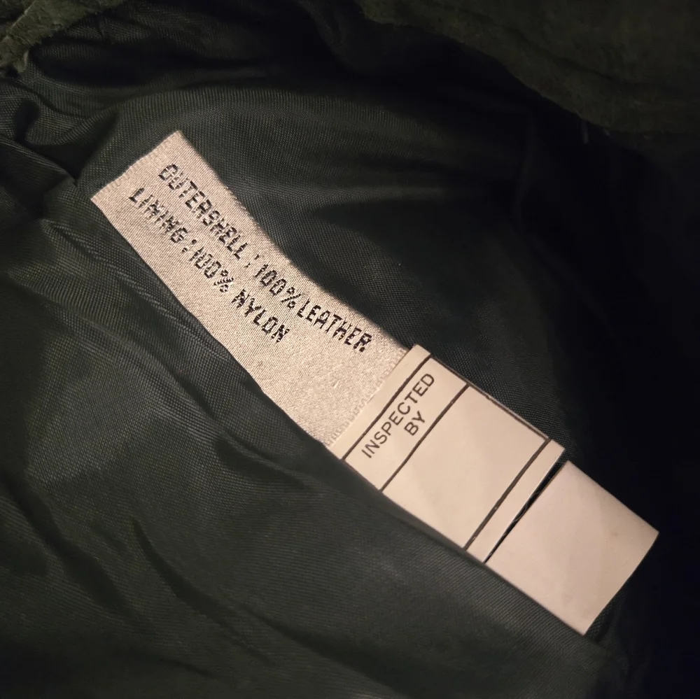 Vintage 1990s Global Identity sage green suede leather fitted skirt